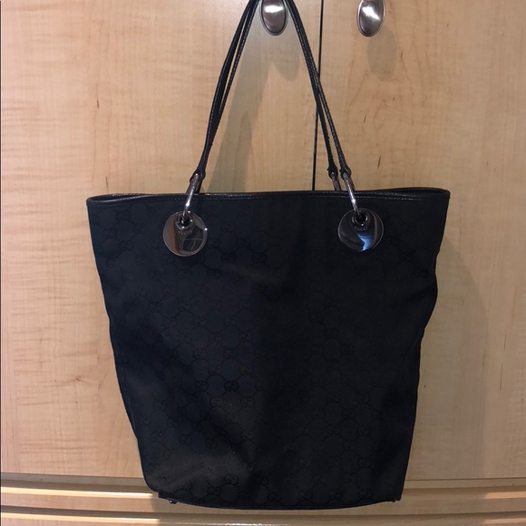 gucci black monogram tote